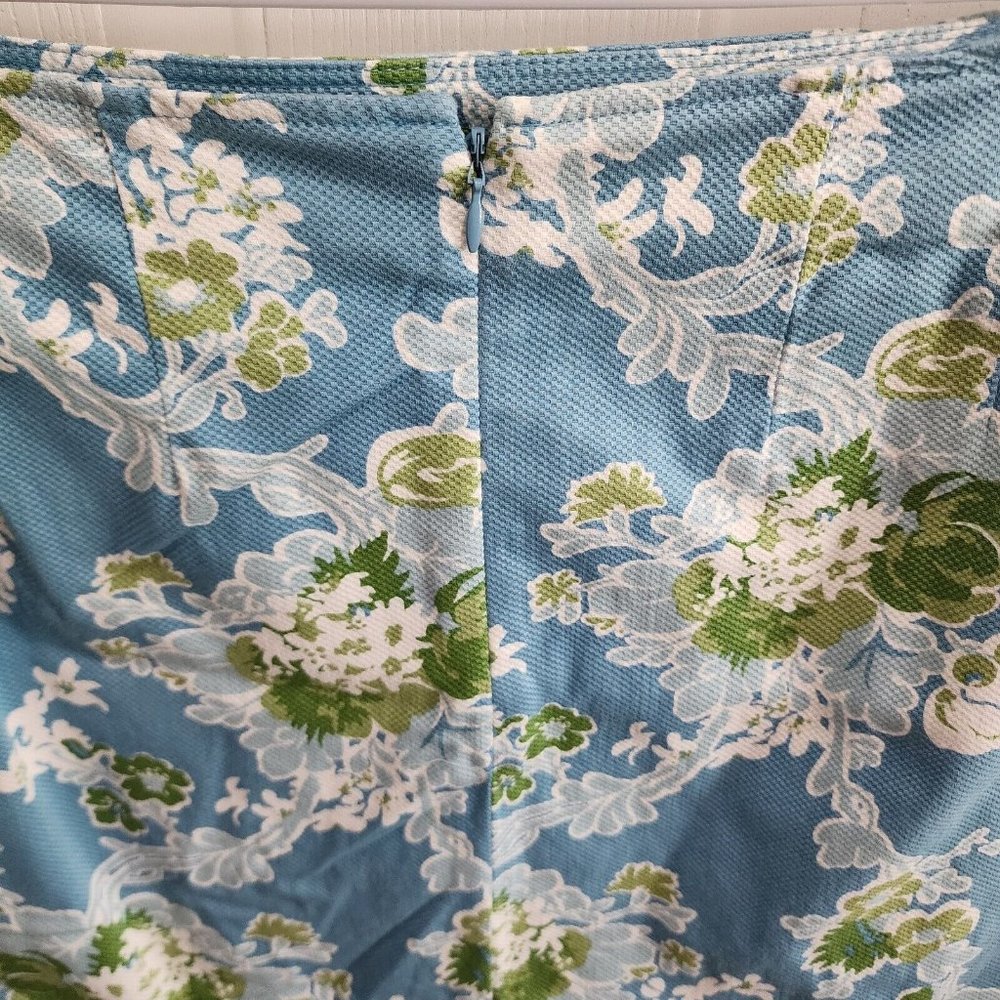 Talbots Women's Short Straight‎ Pencil Skirt Back Zip Blue Green Floral Size 10 - Picture 3 of 7